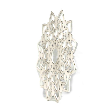 MANDALA CALADA M51 COLOR BLANCO REFLEJOS MARRÓN, DISPONIBLE EN 4 TAMAÑOS, CUADRO SILUETA ARTESANAL.