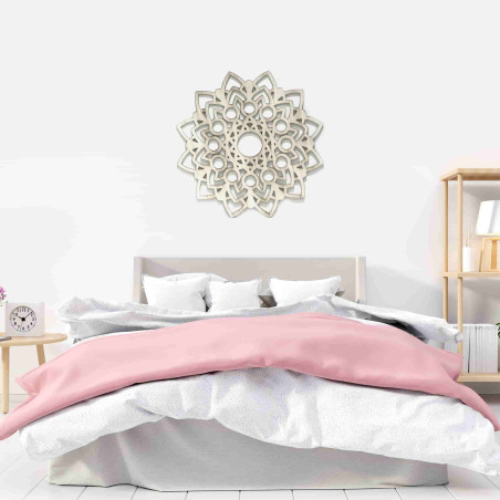 MANDALA CALADA M51 COLOR BLANCO REFLEJOS MARRÓN, DISPONIBLE EN 4 TAMAÑOS, CUADRO SILUETA ARTESANAL.