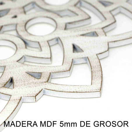 MANDALA CALADA M51 COLOR BLANCO REFLEJOS MARRÓN, DISPONIBLE EN 4 TAMAÑOS, CUADRO SILUETA ARTESANAL.