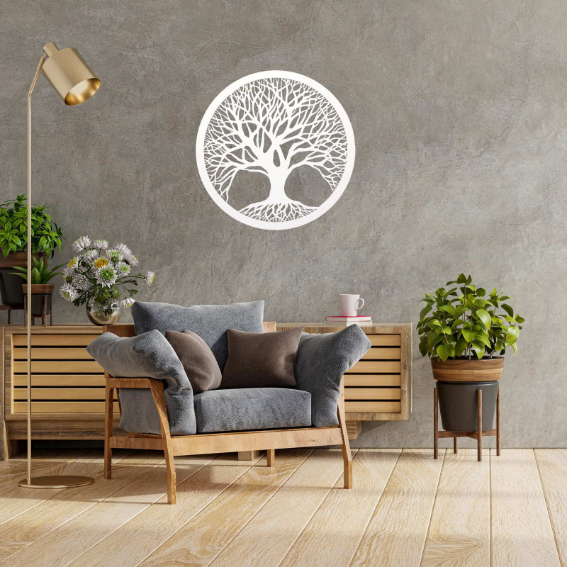 ÁRBOL DE LA VIDA CALADO M55 COLOR BLANCO, DISPONIBLE EN 4 TAMAÑOS, CUADRO  SILUETA ARTESANAL.