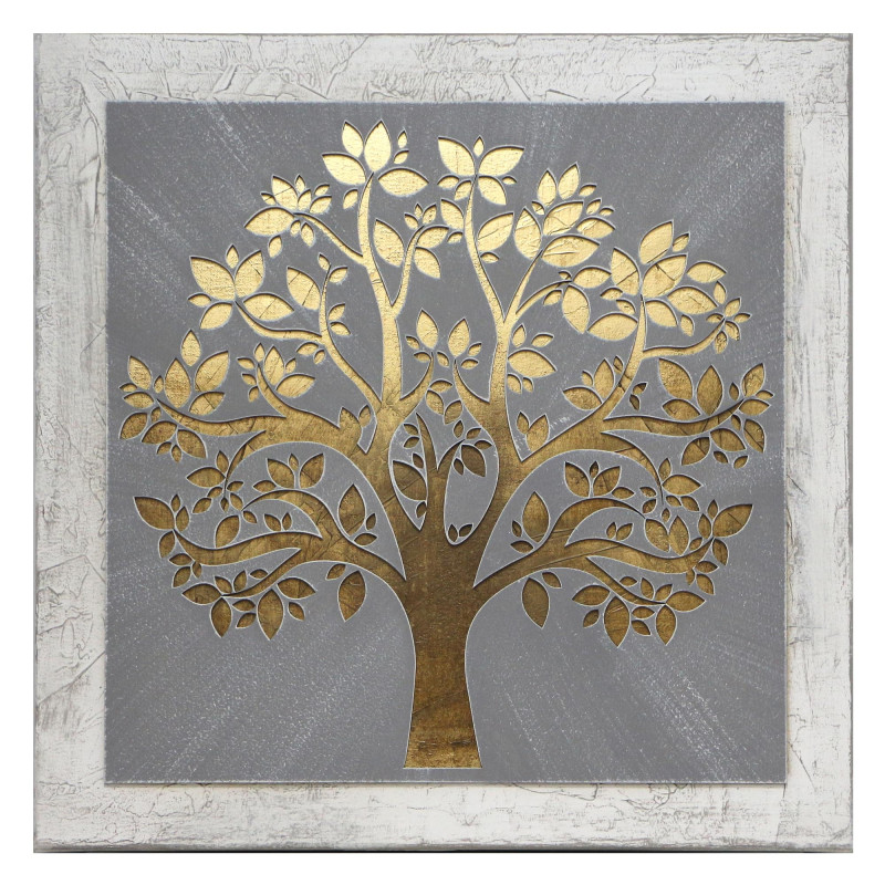 ÁRBOL DE LA VIDA MODELO MOCA 1005 GRIS 60x60 CM, CUADRO DECORATIVO  ARTESANAL.