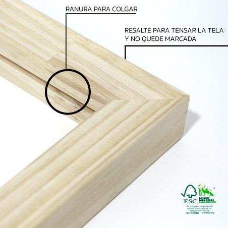 Bastidor para lienzo sin tela, grueso 35x35 mm - Bastidor a medida