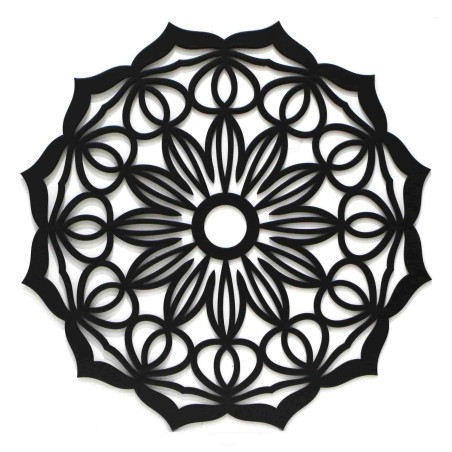 MANDALA A CÉU ABERTO M52 COR PRETA 60X60 CM, PINTURA DE SILHUETAS FEITA À MÃO.